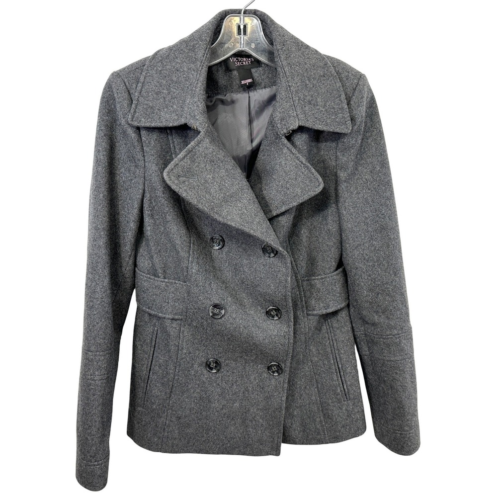 Victorias Secret Size 6 Peacoat Gray Wool Double Breasted Moto Jacket Y2K A